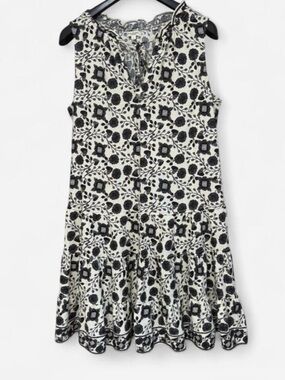 Max Studio Black and White Floral Tiered Sleeveless Dress